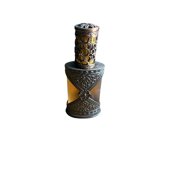 Vintage Ornate Perfume Bottle - Amber Glass & Metalwork Unknown Scent - Picture 1 of 7